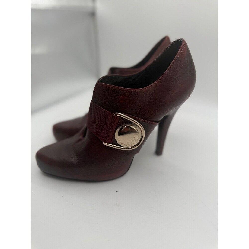 Jessica Simpson Heels Booties Burgundy Buckle Accents Pumps Size 10